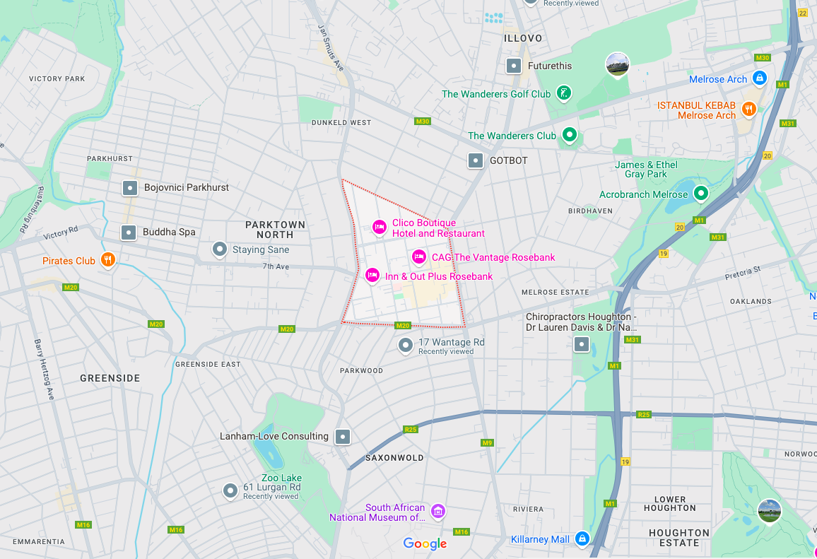 Rosebank Locksmiths service coverage map